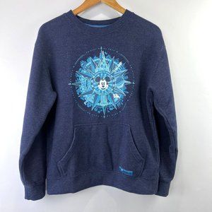 Disney Parks Micke Mouse Compass Sweater Crew-neck Blue Unisex Size S
